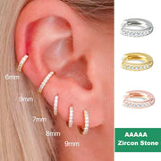 Ma Boutique Gold Hoop Earrings Gold with Zircon Stones